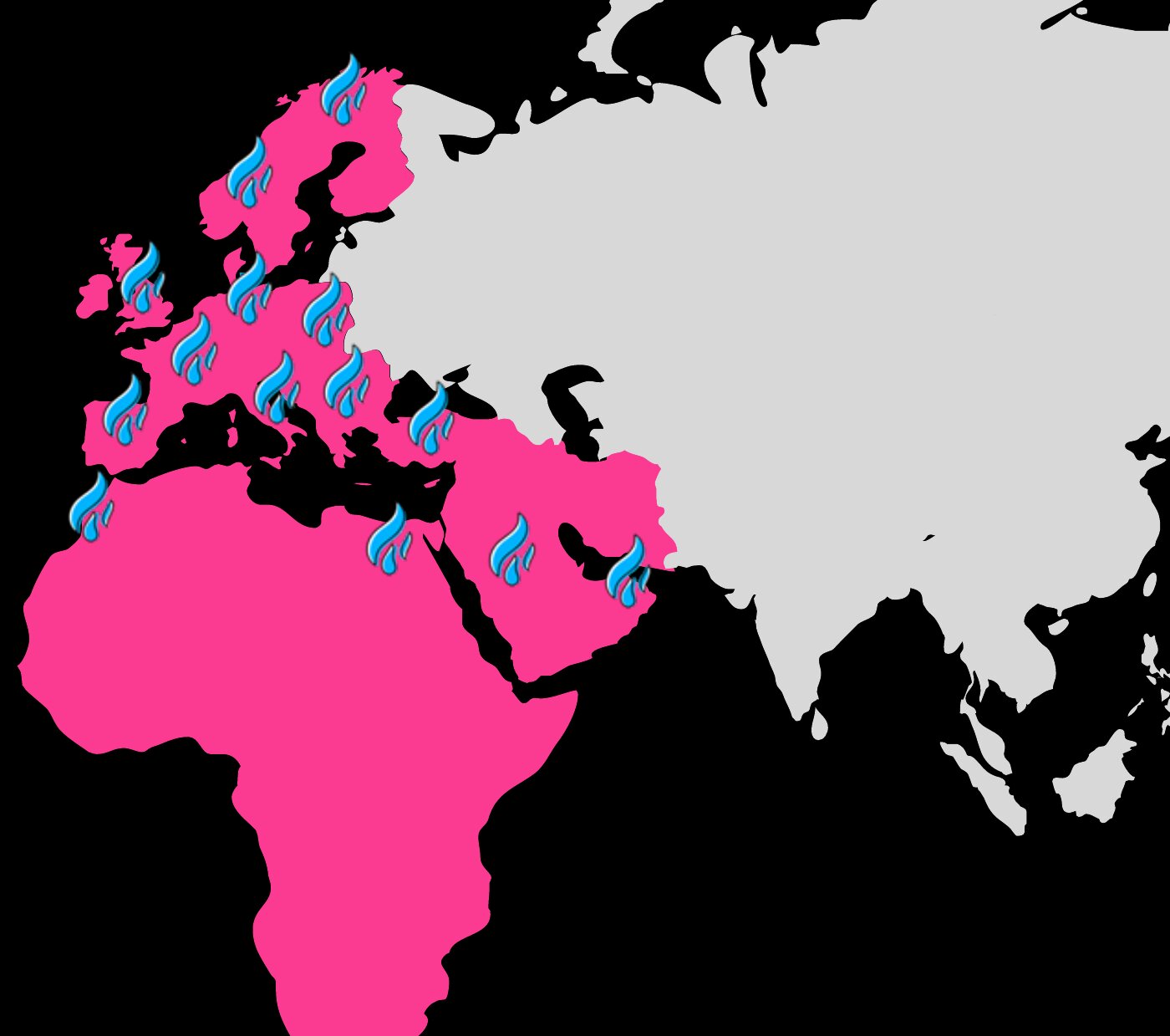 Mapa de cobertura: España, Europa, Middle East y North Africa